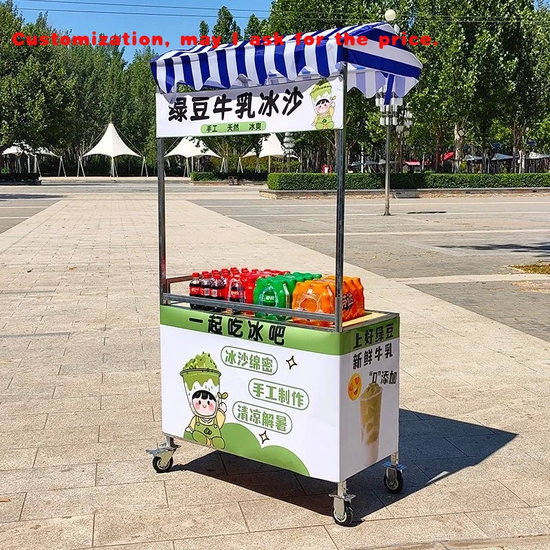 

custom.European Iron Stall Carts Movable Night Market Outdoor Promotional Food Carts Bazaar Floats Stalls Net Red Trolley