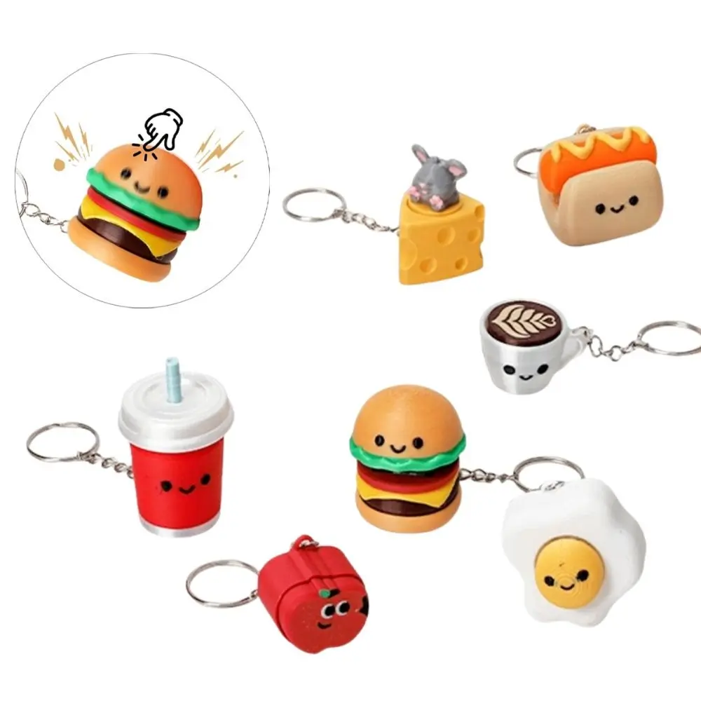 3D Printed Fidget Key Chain Lightweight Smooth Surface Click Press Fidget Toy Stress Relieve Food Shape Keychain Fidget