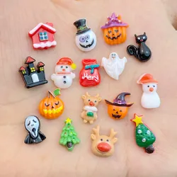 30Pcs New Cute Resin Cartoon Halloween, collezione natalizia Flat Back Manicure Parts abbellimenti per fiocchi per capelli