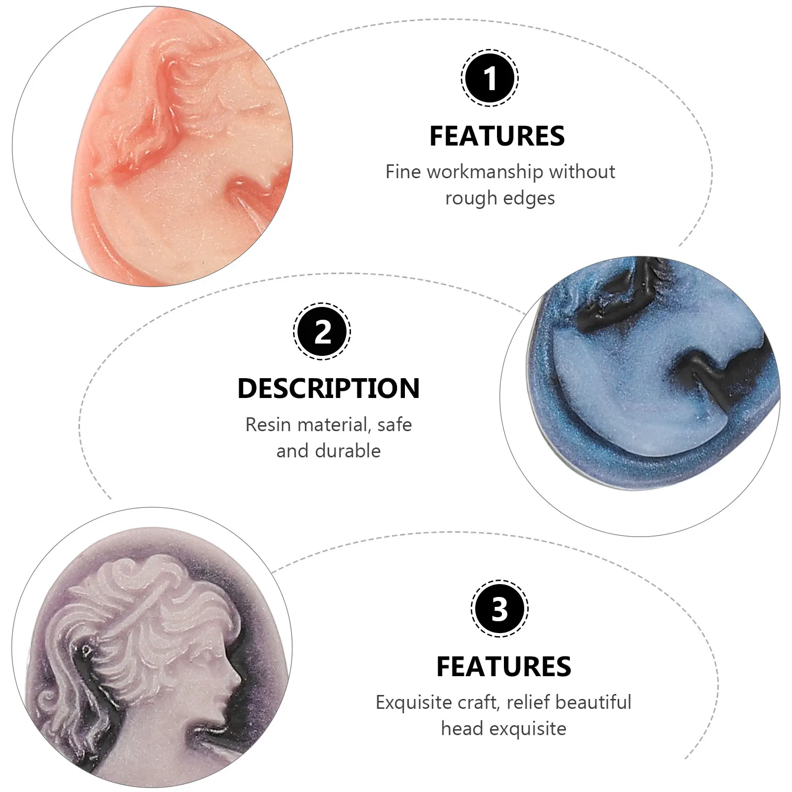 

48pcs Resin Cameo Beads Decor Beauty Headwear Accessories Cabochon Shape No Hole Jewelry Supplies