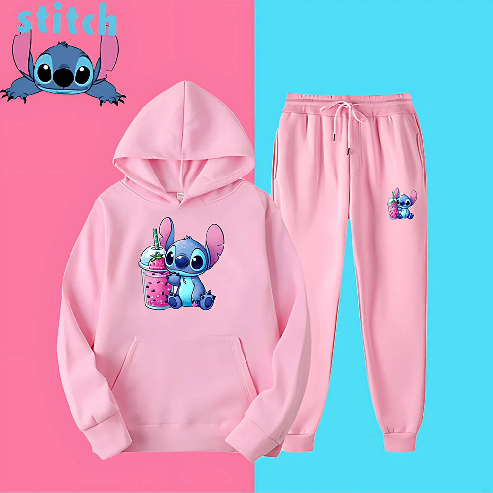 

Disney Star Baby Stitch Couple Hooded Set Fashionable Trendy Women's Suit Cute Y2k Autumn Warmth Sweater Pants Heavyweight