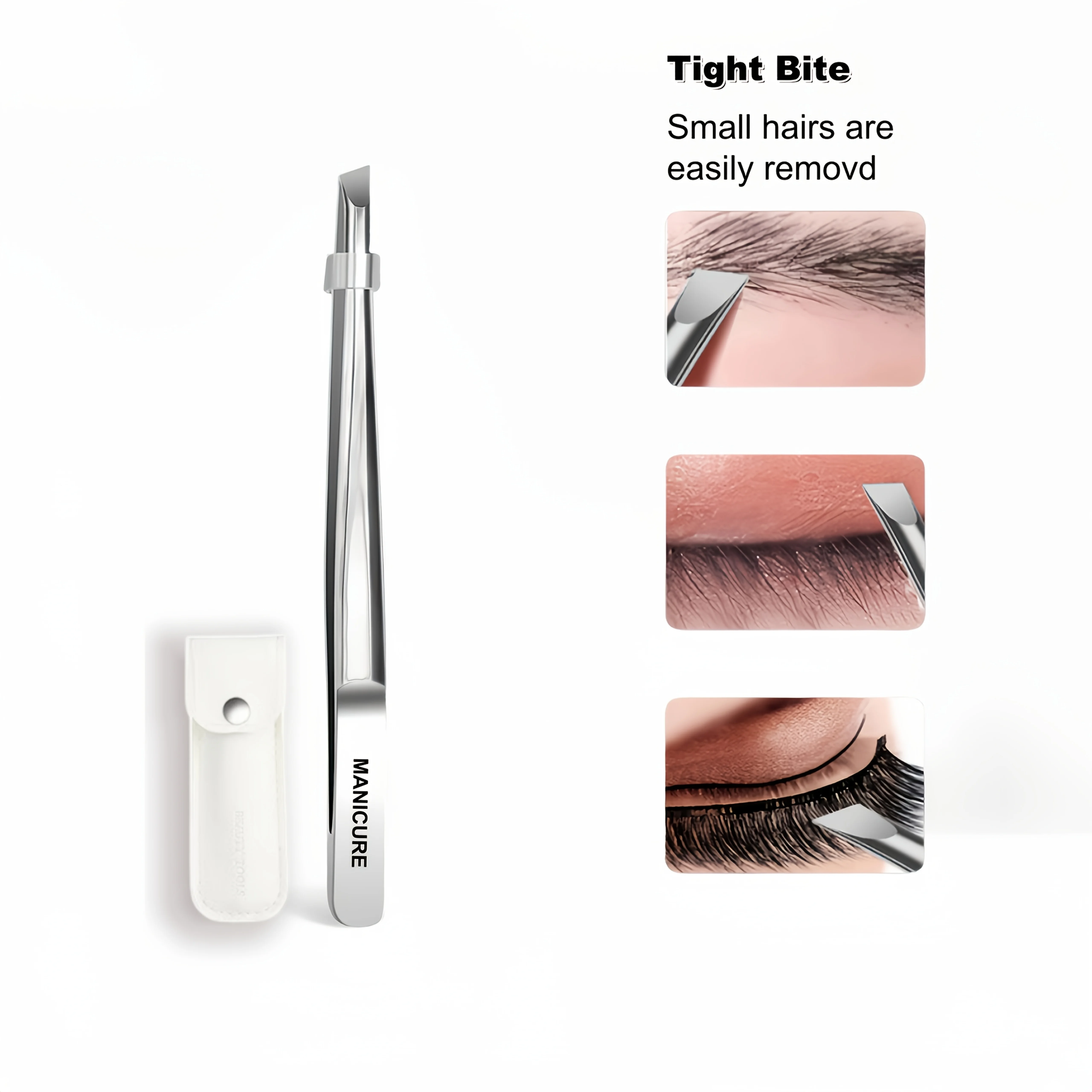 Pinzette inclinate in acciaio inossidabile con punta antiscivolo - Precisione resistente per l'applicazione e la rifinitura delle ciglia per la toelettatura delle sopracciglia