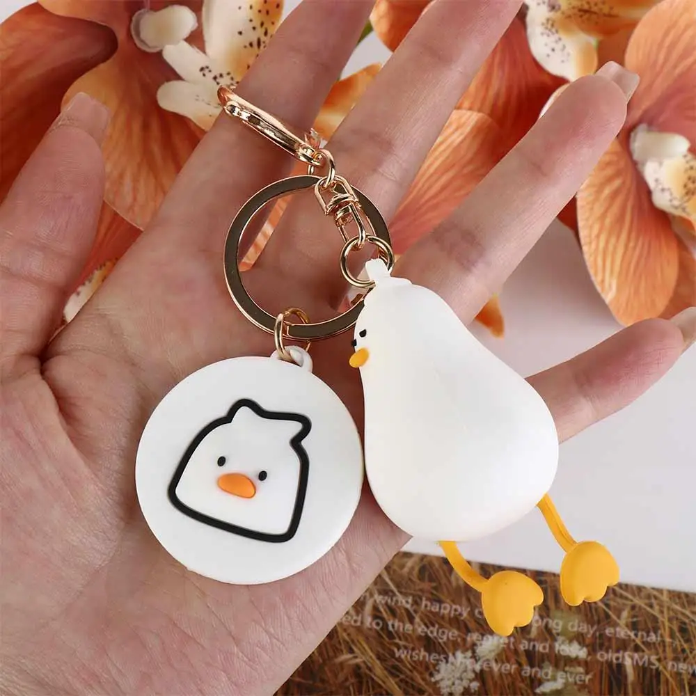 Lying Down Duck Cartoon Lying Down Duck Keychain PVC Animal Lying Duck Doll Keyring Trinket Ins Pendant Accessories