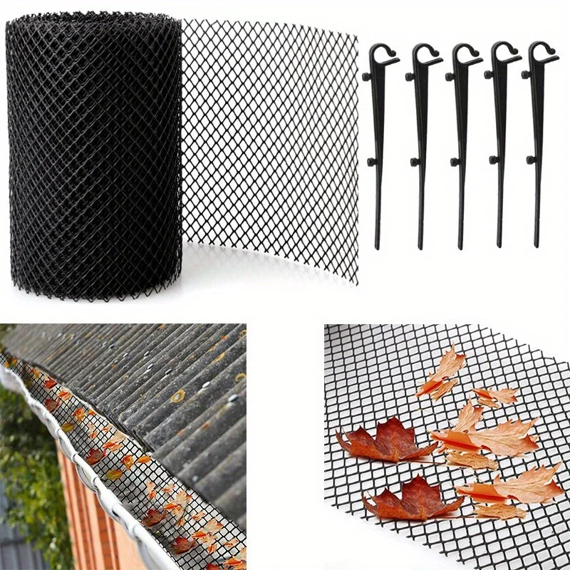 Plastic Mesh Gutter Prevents Leaves Debris Blockage for Downspout Drainage Pipe Protection Durable Water Flow Easy Installation