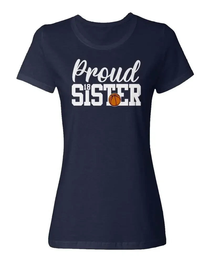 Proud Sister 18 Birthday Basketball Player Gift Ladies' Crewneck T-Shirt