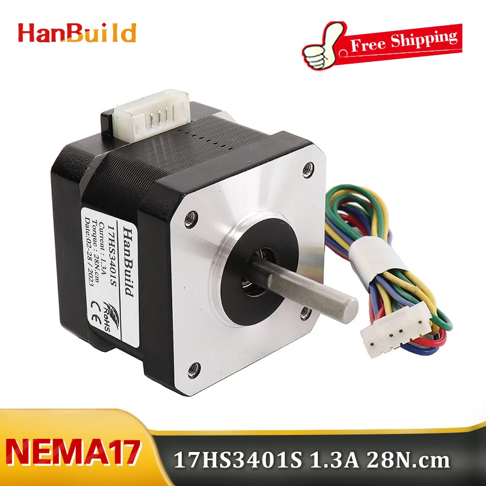 

1pcs17HS3401S 34mm 1.3A 28Ncm 4-lead 42 Motor Nema17 Stepper motor suitable for 3D printers