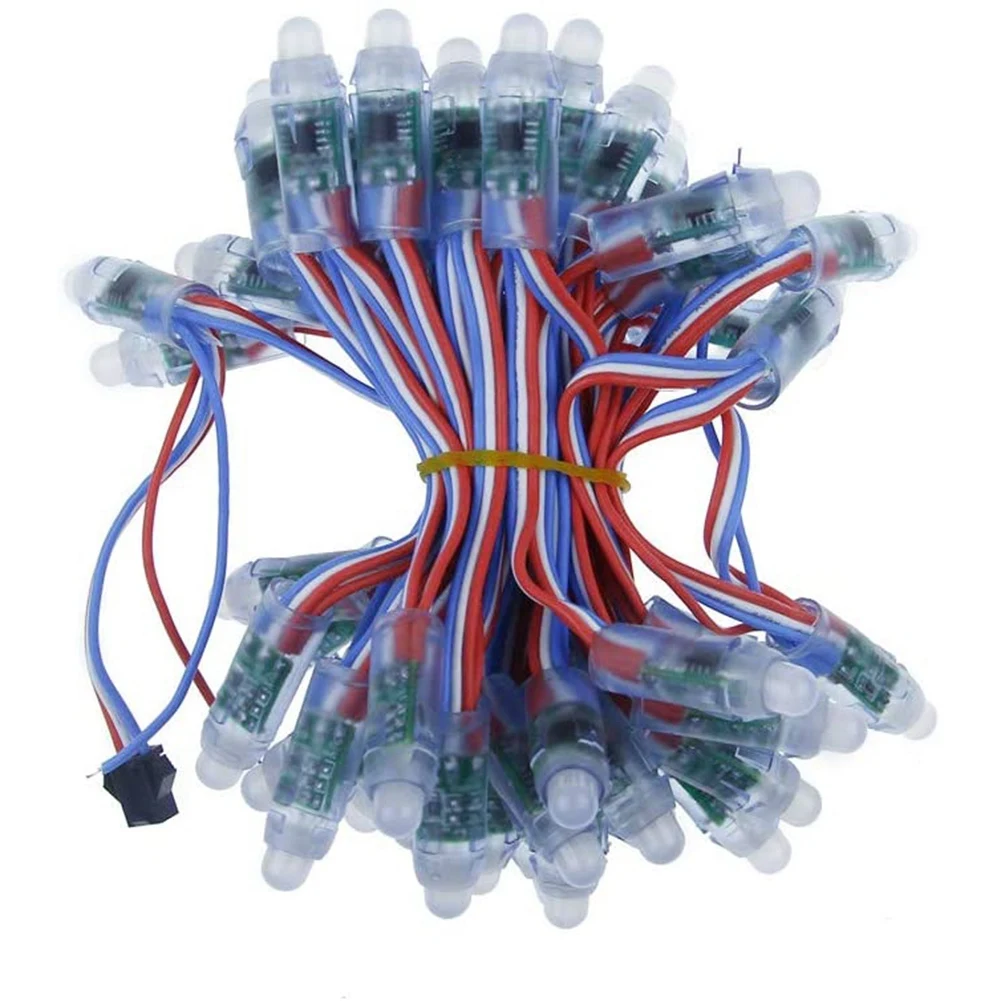

50 шт., 4 м/6,5 метра, 5 В постоянного тока, WS2811, полноцветный светодиодный пиксельный световой модуль, 12 мм, 15 см, провода, IP68, водонепроницаемые, цифровые светодиодные строки RGB