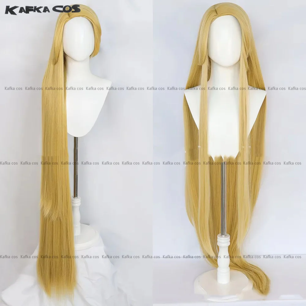 Movie Rapunzel Cosplay Wig Tangled Princess Long Straight Golden Wig Heat Resistant Synthetic Hair For Halloween