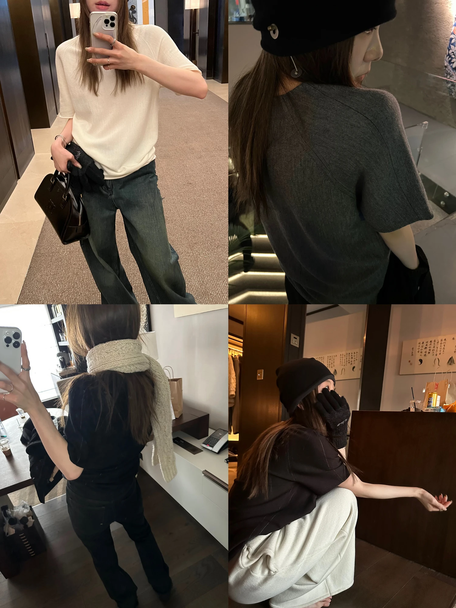 

Mbechic Yangzi 100% Wool Short Sleeve Knitted T-Shirt Women Base Layer Sweater Commute Style Low round Neck Overhead Korean V...