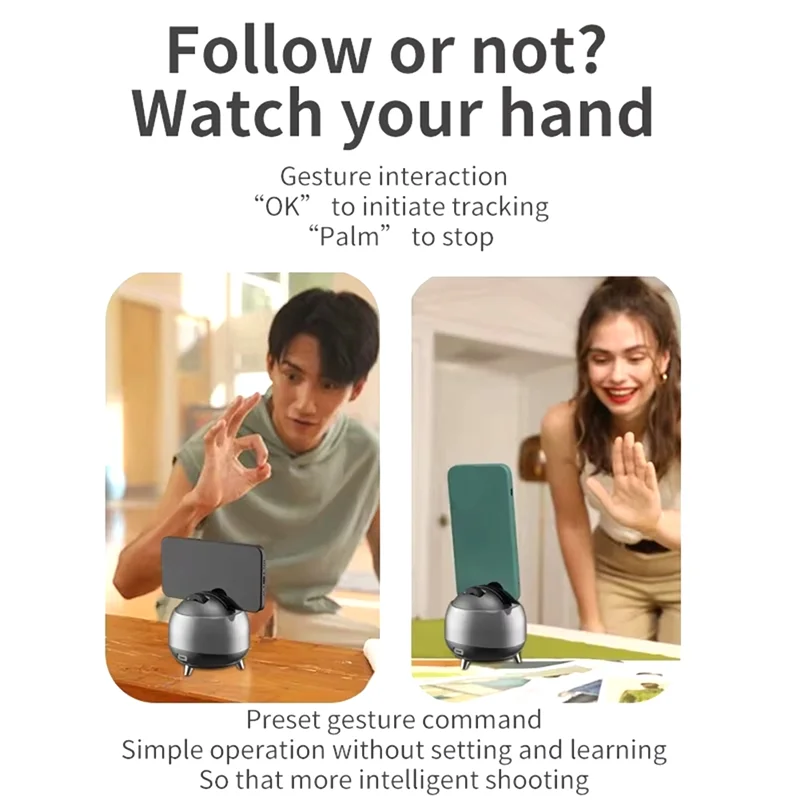 

A32T-Q8 Auto Face Tracking Gesture Gimbal Stabilizer Phone Tablet Tracking Holder 360 Rotation For Vlog Live Video Streaming