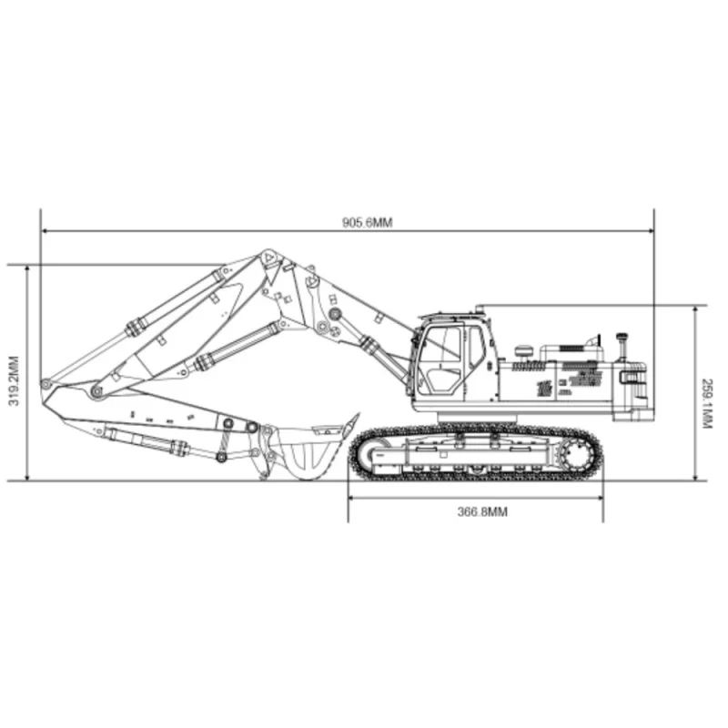 K350 200 1/14 RC trójsekcyjne ramię koparki hydraulicznej z lekką grupą w magazynie wysokiej klasy zabawki dla chłopca Model RC KABOLITE