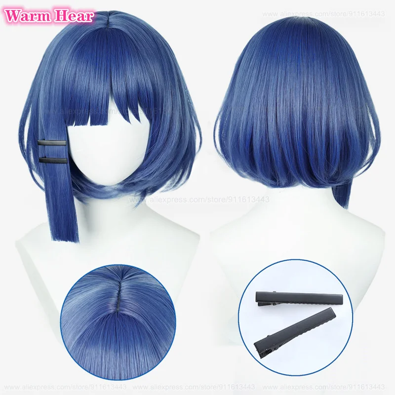 

Anime Yamada Ryo Synthetic Hair 30cm Short Deep Blue Grey Cosplay Anime Wig With Hairpin Heat Resistant Hair Party Wigs +Wig Cap