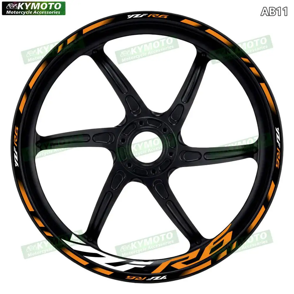For YZF R6 YZF-R6 Motorcycle 17 Inch Front And Rear Racing Wheel Stickers Car Reflective Motorbike Hub Tape Sticker