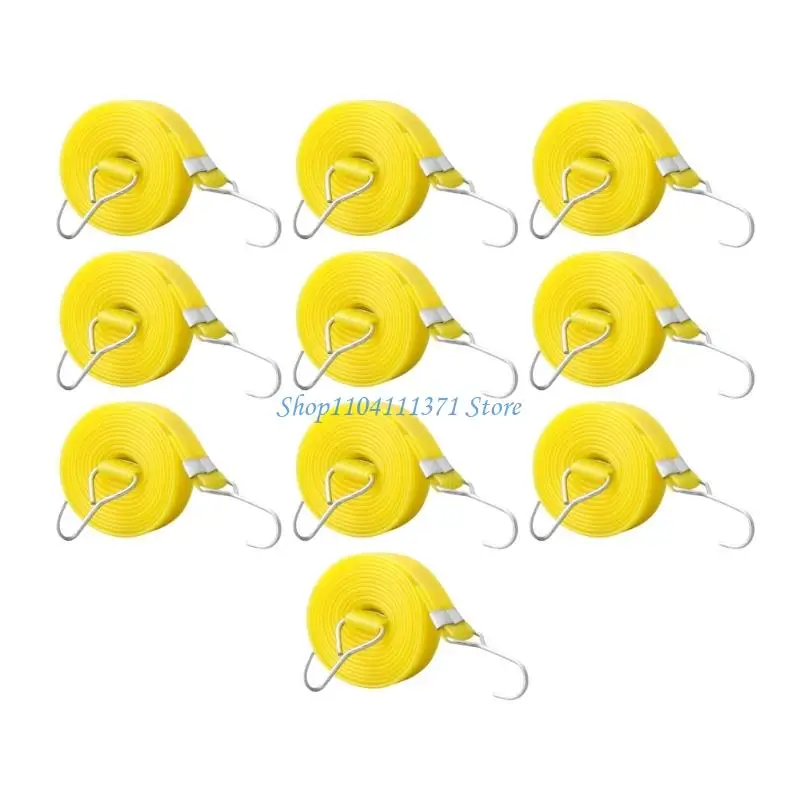 P9FC 10pack Regulable Elastics Rubber Cord with Hook Weather Resistant Bungees Strap for Camping Hiking Bicycles