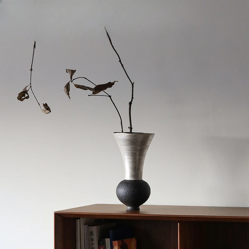 Great Dane ceramic vase, artist's handmade Jingdezhen, silver porcelain