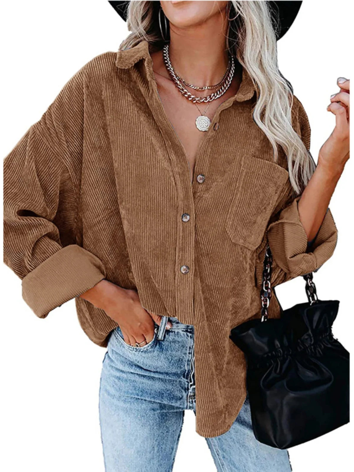 Lâche longue Sve simple boutonnage irt femmes rue Sle coupe ample Long irt boutonné décontracté haut pour femme