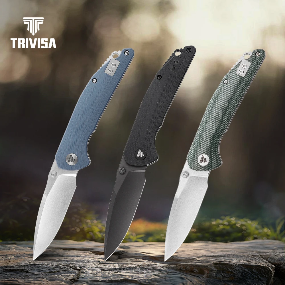

TRIVISA Arae Pocket Folding Knife with Clip14C28N Blade Micarta G10 Handle Camping Hunting Cutting Survival Outdoor EDC Tools