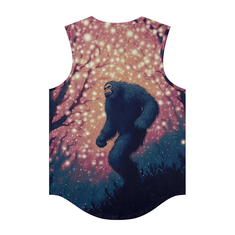 Men's Fashion Sleeveless Trendy Bottom Shirt Lake Orangutan Print Adult Tops Outdoor Sports Quick Dry Tank Top