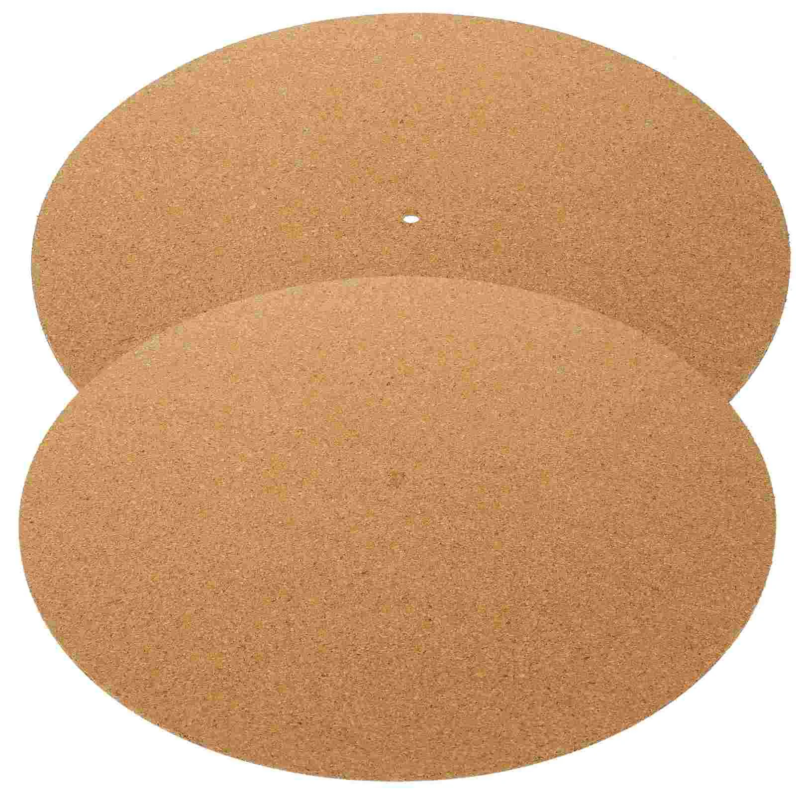 2 Pcs Cork Pad Gramophone Turntable Vinyl Player Shock Absorbing Protective Mat Household Slipmat for Platter