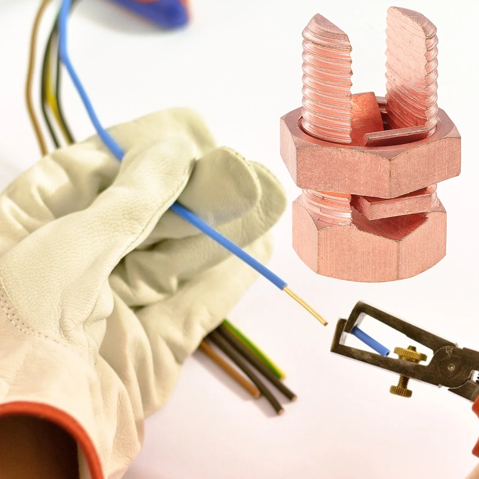 

Ground Wire Connector Split Bolt Copper Conductor Bonding Ground Clamp for Direct Burial Grounding Tools Accessory Replacement