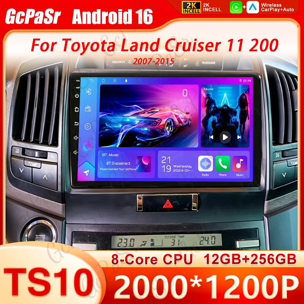 Android 16 Carplay Auto For Toyota Land Cruiser 11 200 2007 2008 2009 2010 2011- 2015 Car Radio Multimedia Player Stereo GPS DSP