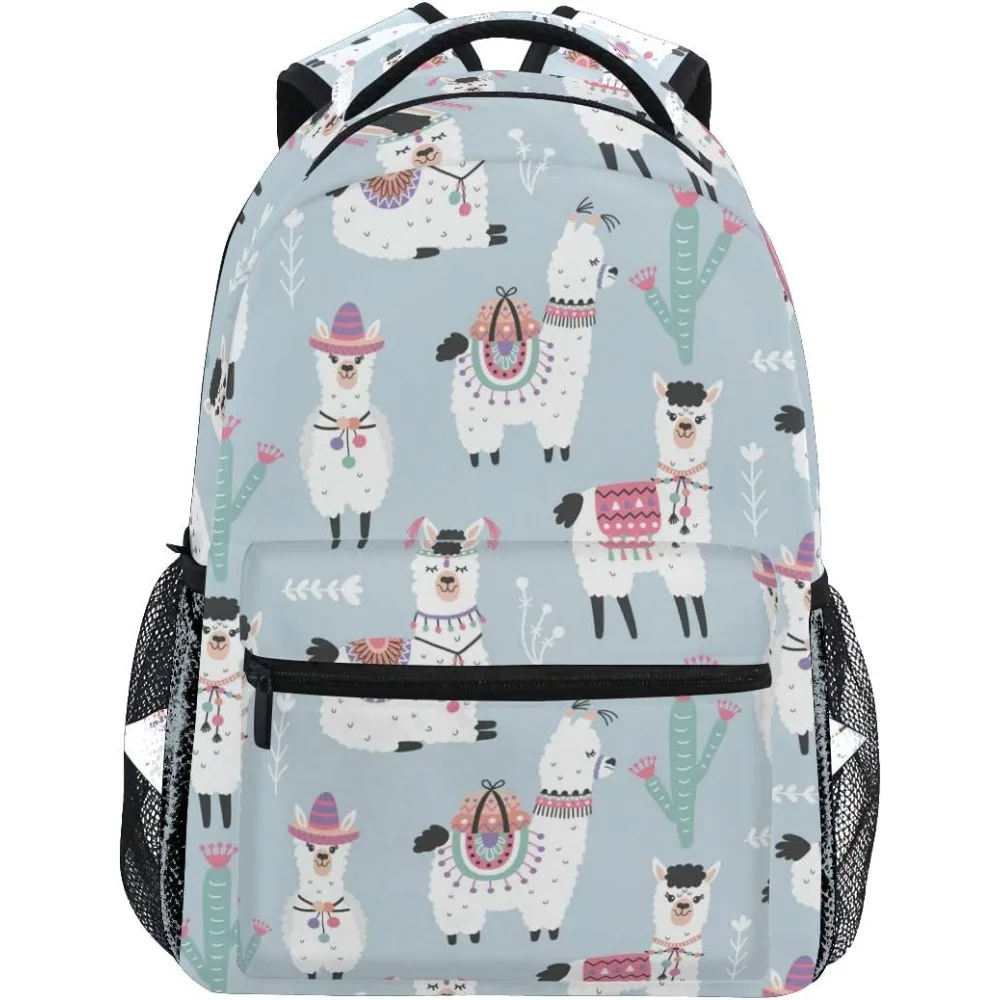 

Colorful Alpaca Cactus Backpack, Cartoon Alpacas & Cacti Design, Durable Daily Bag, Perfect for Youth