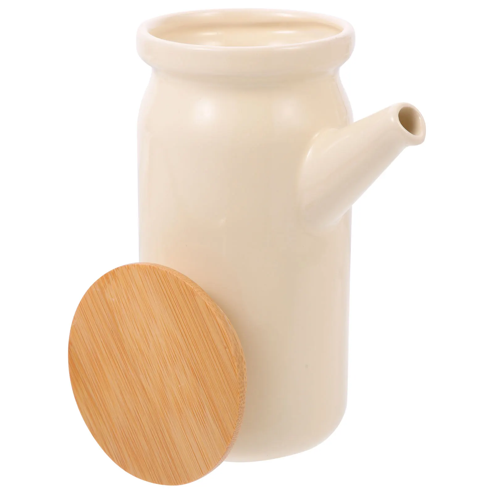 

Ceramic Soy Sauce Bottle Oil Dispenser Wooden Condiment Vinegar Container Spices Sauce Pot seasoning jar kitchen tool
