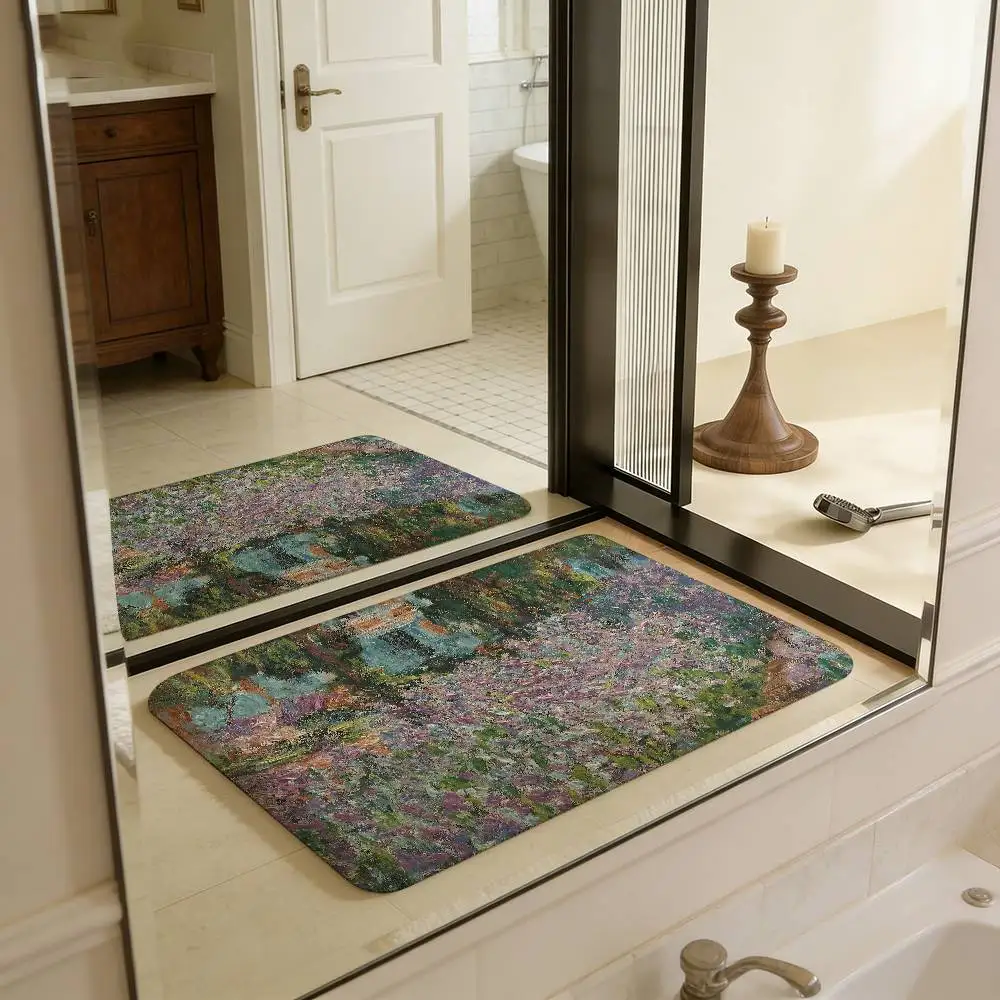 C-Claude Monet Room Mats Retro Multiple Choice Living Room Kitchen Rug Non-Slip Welcome Rug