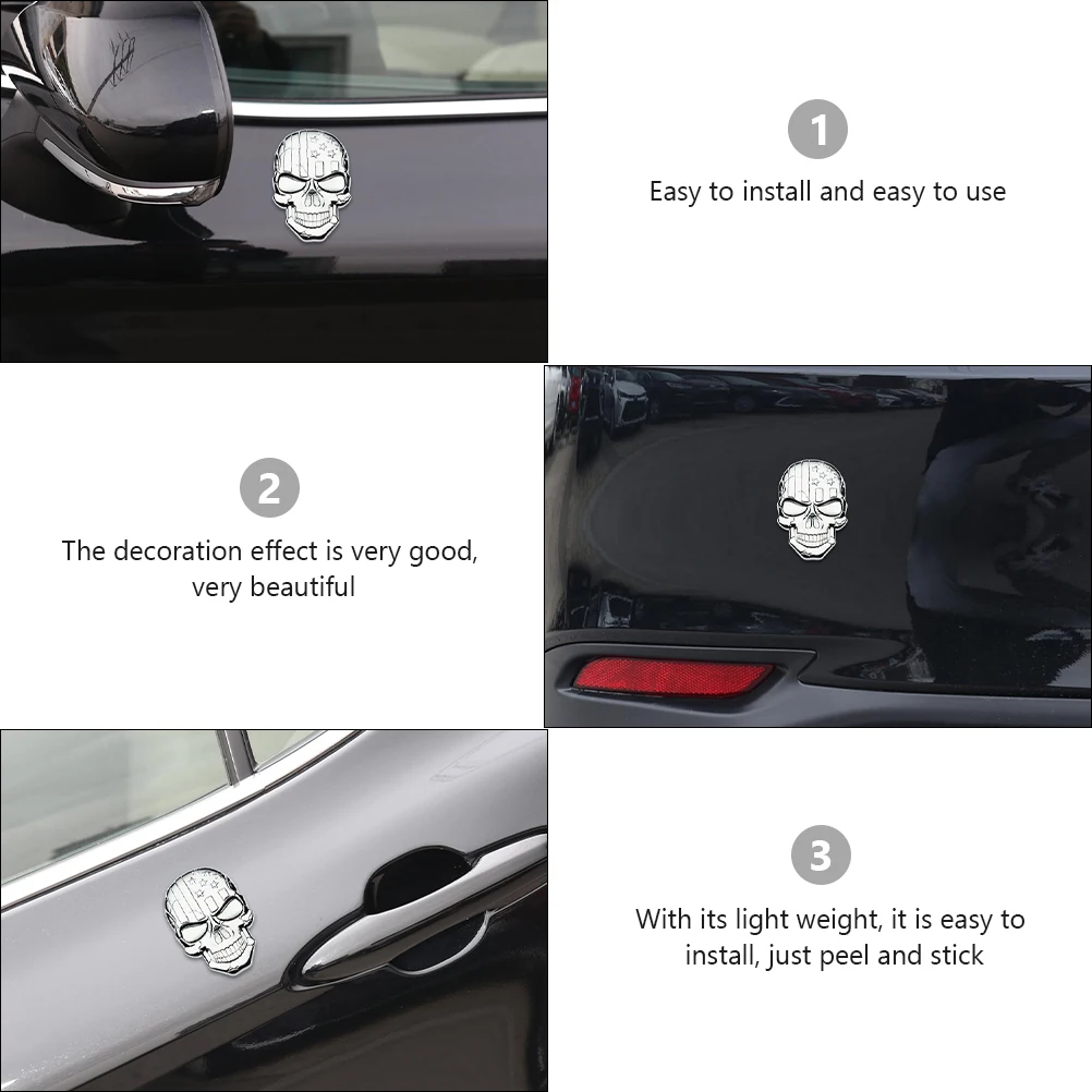 

3D Car Logo Zinc Alloy Stickers Durable Long Term Use Unique Skull Design Fashion Modern Cooler Indoor Outdoor Self Adhesive
