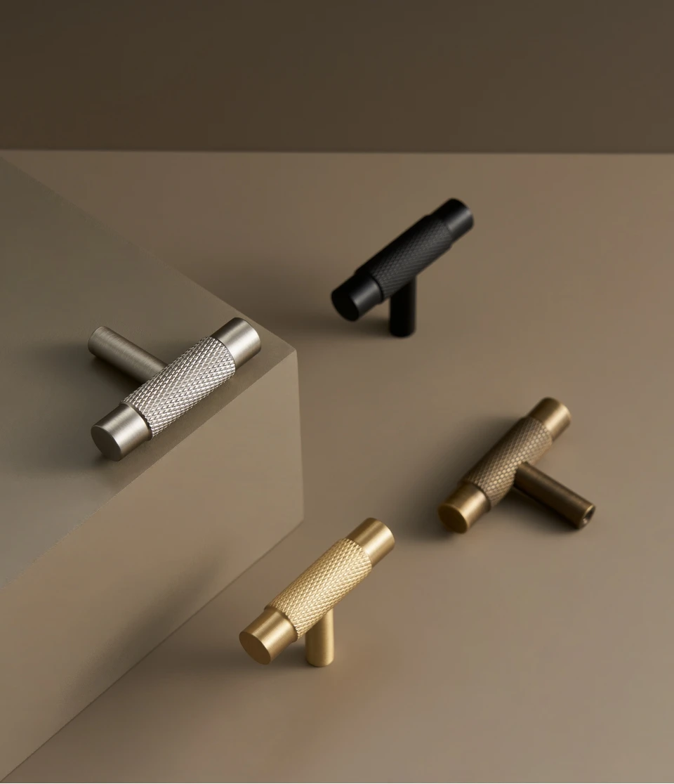 Nurlin Solid Brass Nickel Brushed Silver Knurled Classic Luxury kitchen Knobs Furniture Door Handle Available In Multiple Sizes