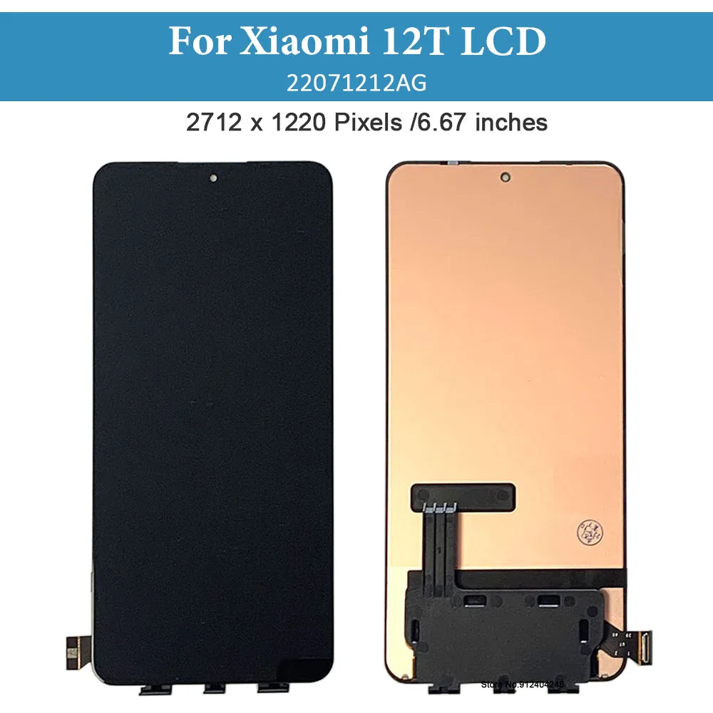 6.67''AMOLED For Xiaomi 12T LCD Display Touch Screen Digitizer Assembly For xiaomi 12t LCD 22071212AG Display Replacement Parts