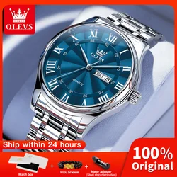 OLEVS 3663 Mens Watch Original Simple Brand Quartz Watch Waterproof Luminous Watches For Men Dual Calendar Display Mens Gifts