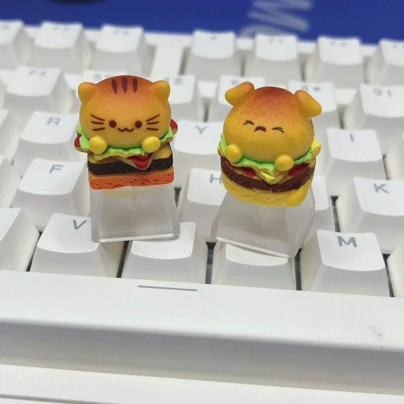 Sanrio Hello Kitty cute kt burger keycap original cartoon transparent mechanical keyboard handmade keyboard accessories keycap