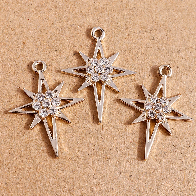 10 Stück 29*12mm Strass Stern Anhänger Charms für Schmuckherstellung Halskette Ohrringe DIY Armband Zubehör Zubehör – Detail 5