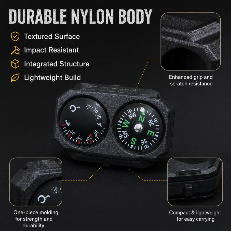 Rail‑Fit Nylon Combined Compass Thermometer Decor Accessory for Hobby Toy Model 20‑22MM