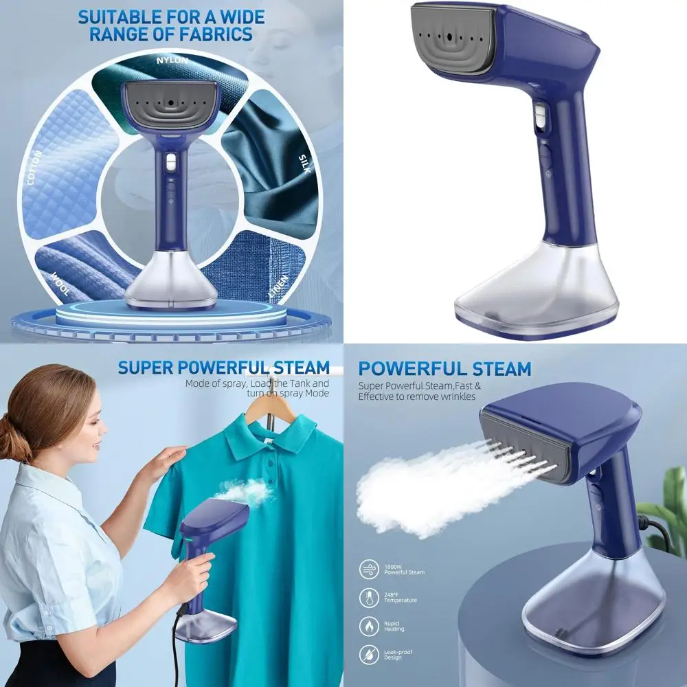 Powerful 1800W Garment Steamer: Fast Heat-up, 2 Modes, Detachable Tank, Heat-Resistant Gloves for Wrinkle Removal (120V)