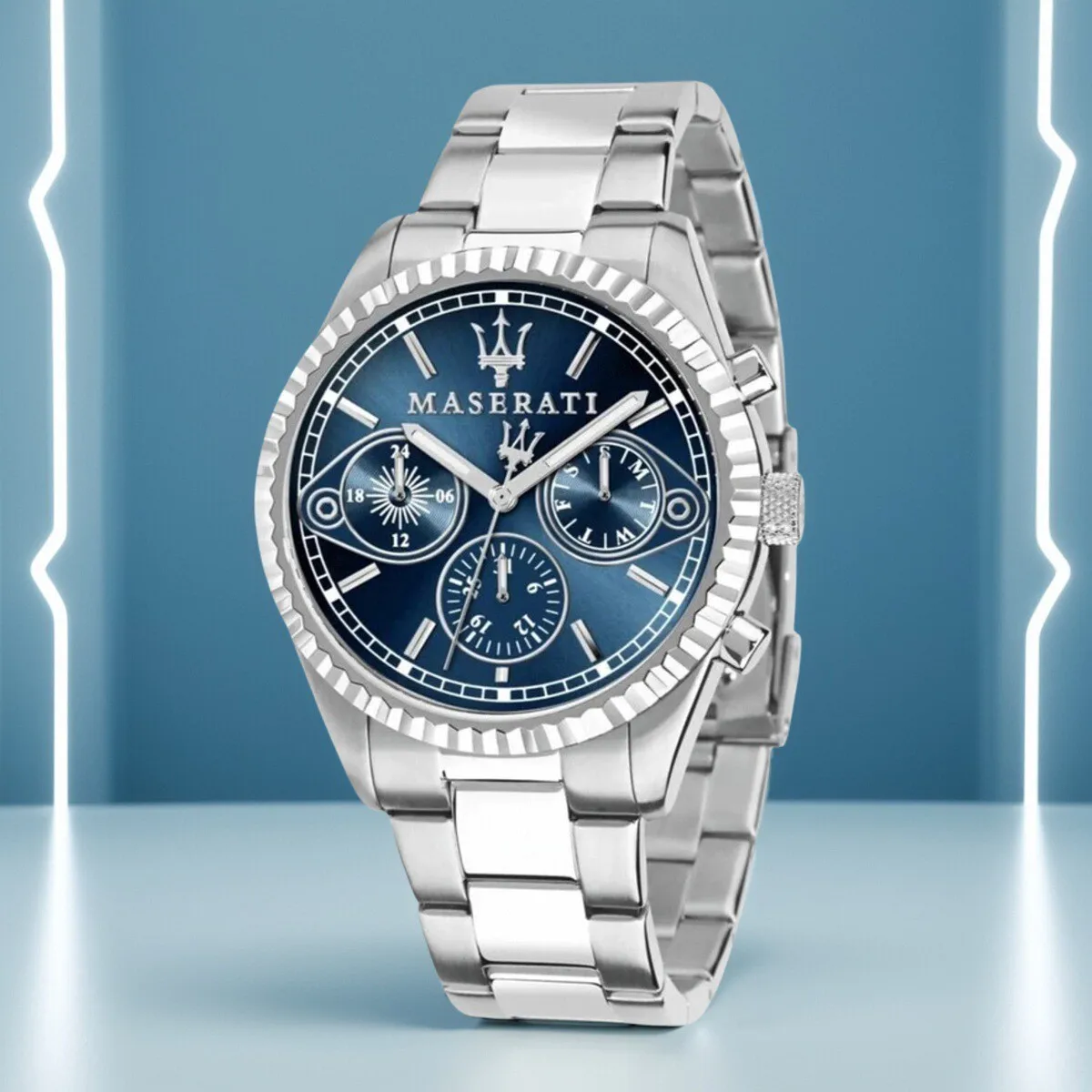 ساعات مازيراتي الأصلية للرجال موضة الذهب الفاخرة الاتجاه شي يينغ ساعة الأعمال الأوروبية والأمريكية الذهب الأزرق R88531000