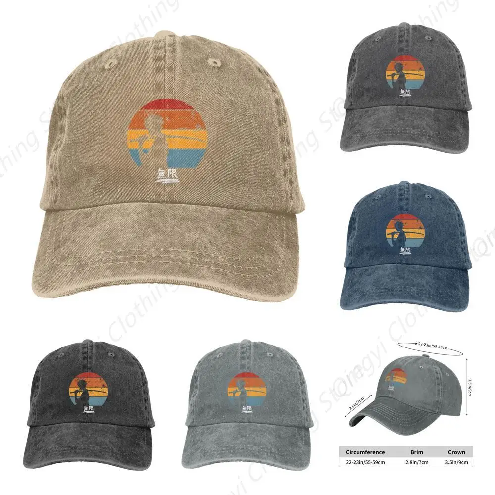 

Samurai Anime Hat Cap Novelty Graphic Washed Vintage Denim Trucker Hat Men Women Cool Adjustable Casquette Natural