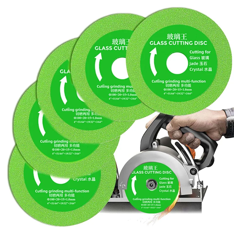 

-AT37 Glass Cutting Disc Pack Of 5, Diamond Cutting Blades Saw Blades For 4 Inch Angle Grinder, Diamond Cutting Wheels