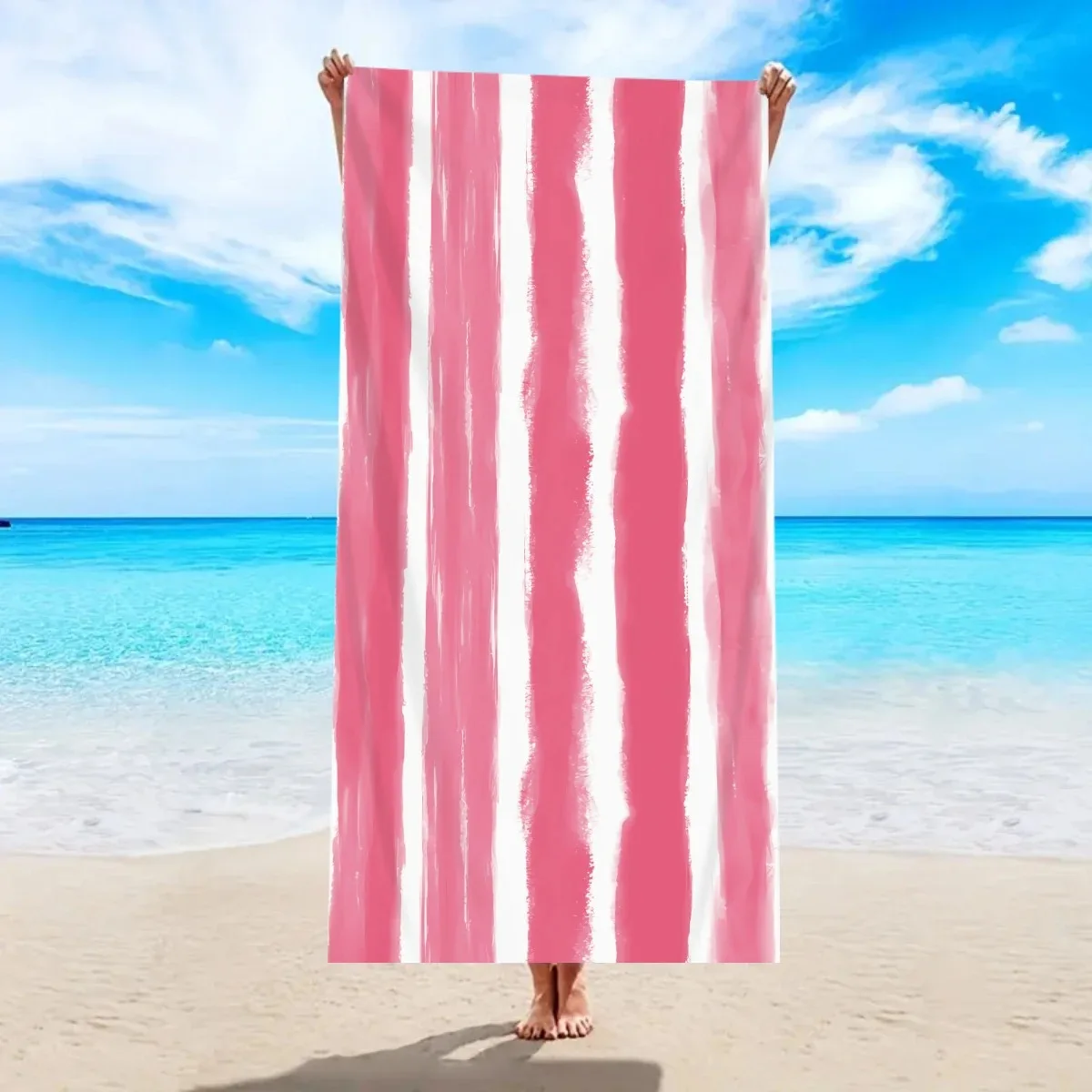 Full Color Series Striped Beach Towel Quick Dry Portable Bath Towel Fashion Design for Daily Use & Summer Beach Party view 4