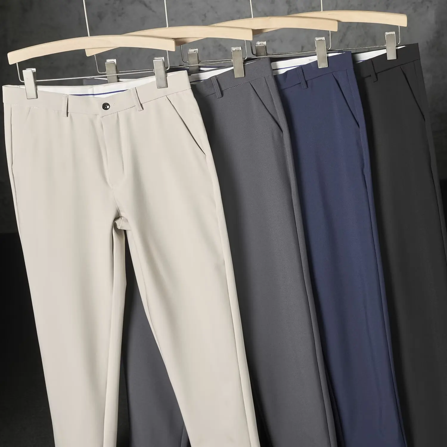 2026 New Fashion Men's  Casual Business Trendy Solid Color Straight Suit Trousers Male Clothes Slim Simple Basic Daily Pants