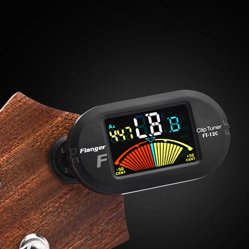 Flanger FT-12C Guitar Tuner Colorful Screen Chromatic Tuner with Clip Mount Display Tuner for Guitar Bass Ukulele Violin