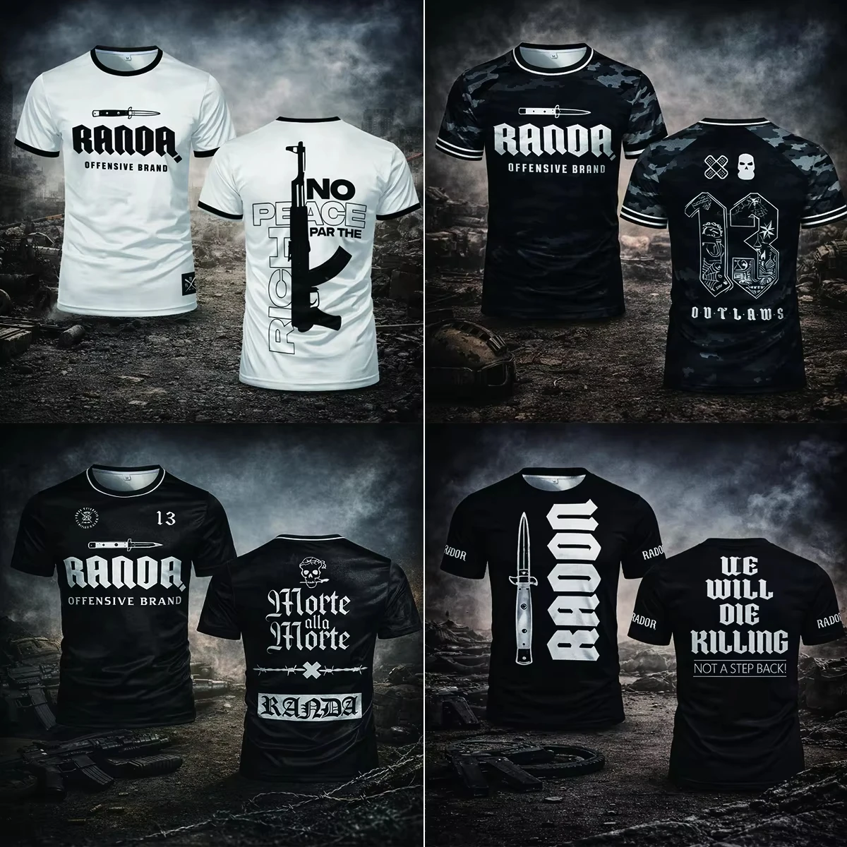 Randa Gothic Tactical T-shirt Breathable Sportswear | Unisex Combat-style Apparel | Outdoor Crew Neck Short-sleeve Top For Men