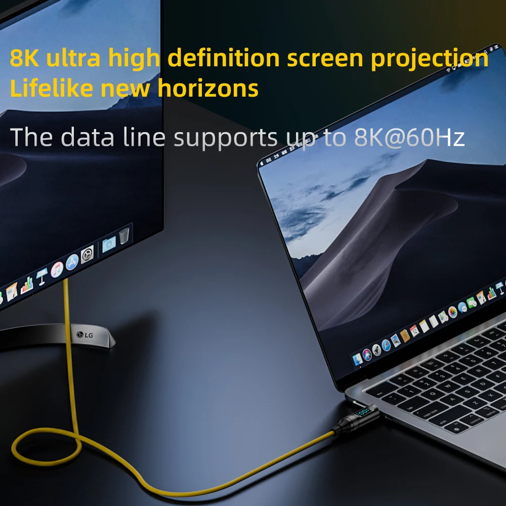 Светодиодный дисплей USB3.2 10 Гбит/с USB C к Type C ThunderBolt 3 Кабель 100 Вт 5A USB-C Шнур для iPhone 15 Pro MacBook Pro Samsung Xiaomi 2 м