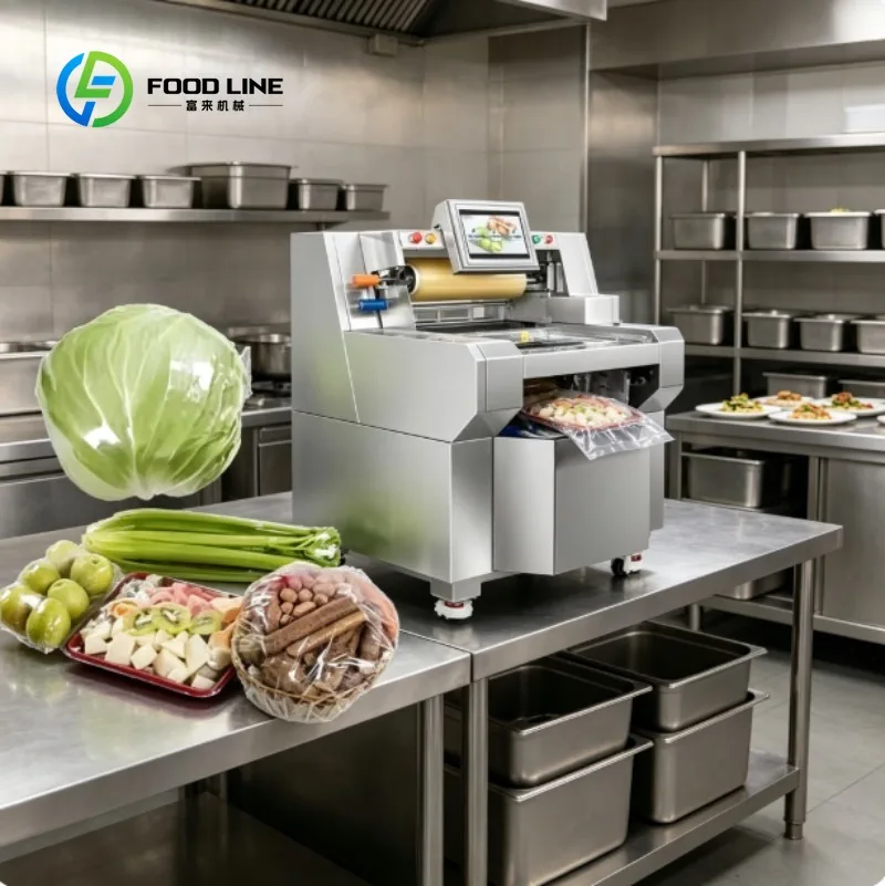 Industrial Cling Film Wrapping Machine High Efficiency Food Packaging Equipment for Food Factory Use
