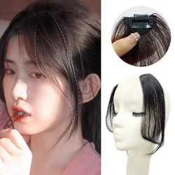 1Pcs 100% Human Hair Seamless Natural Invisible Bangs Wig Female Figure-eight Bangs on Both Sides Wig Patch Traceless Bangs