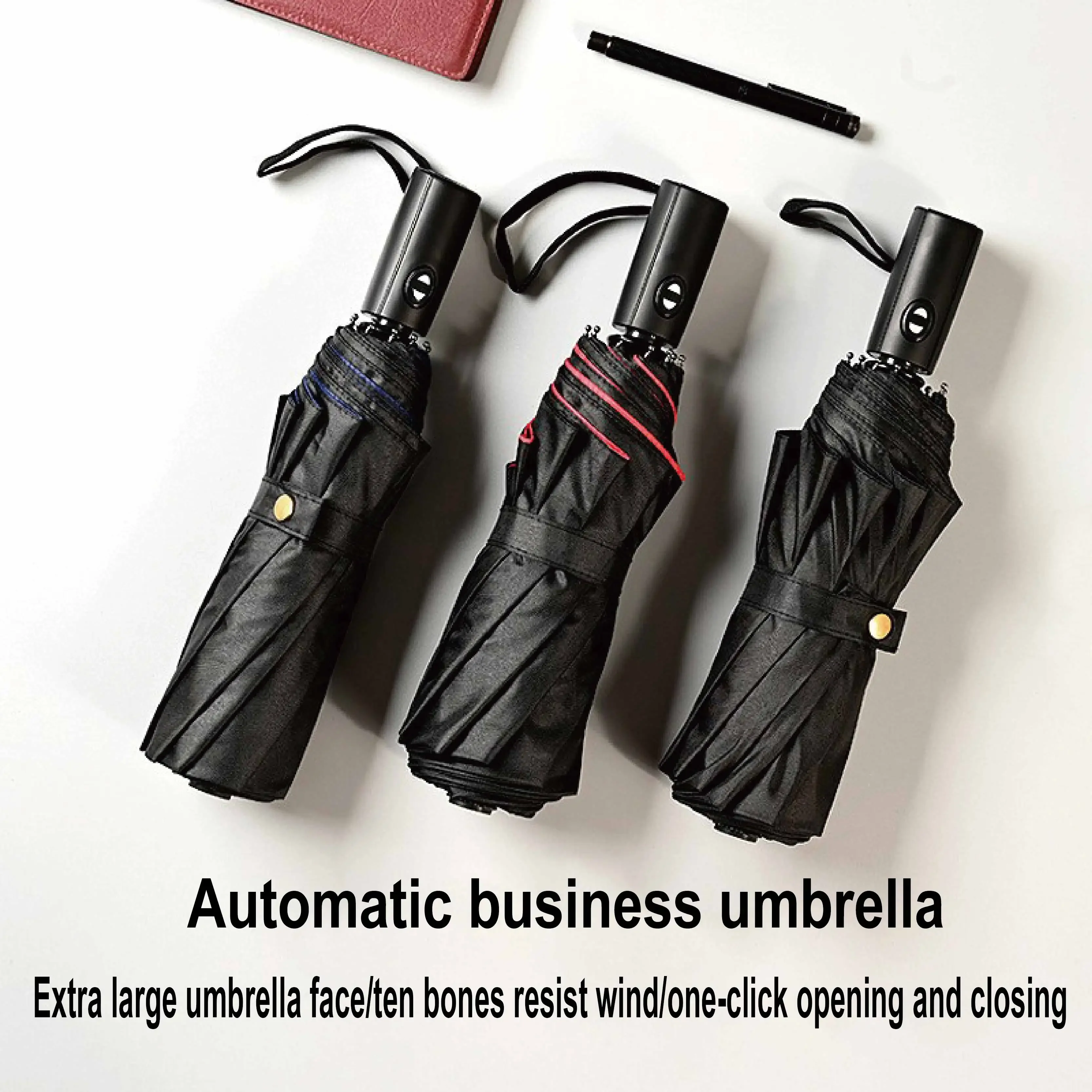 

10-bone double-layer automatic umbrella Amazon hot-selling windproof umbrella for men and women folding plain umbrella