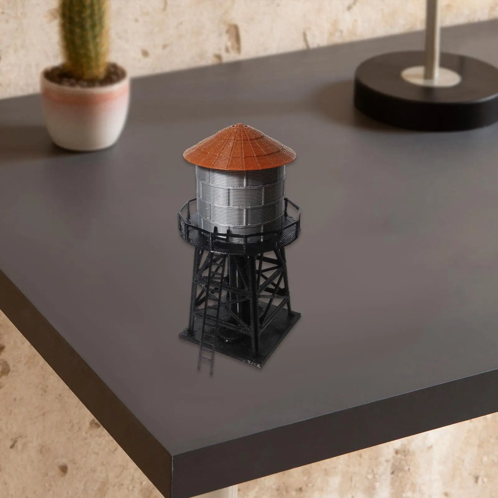 

HO Scale Model Water Tower Self Assemble 1:87 Realistic Miniature Train Scenery Decor for Steam Trains Layout DIY Diorama Scene