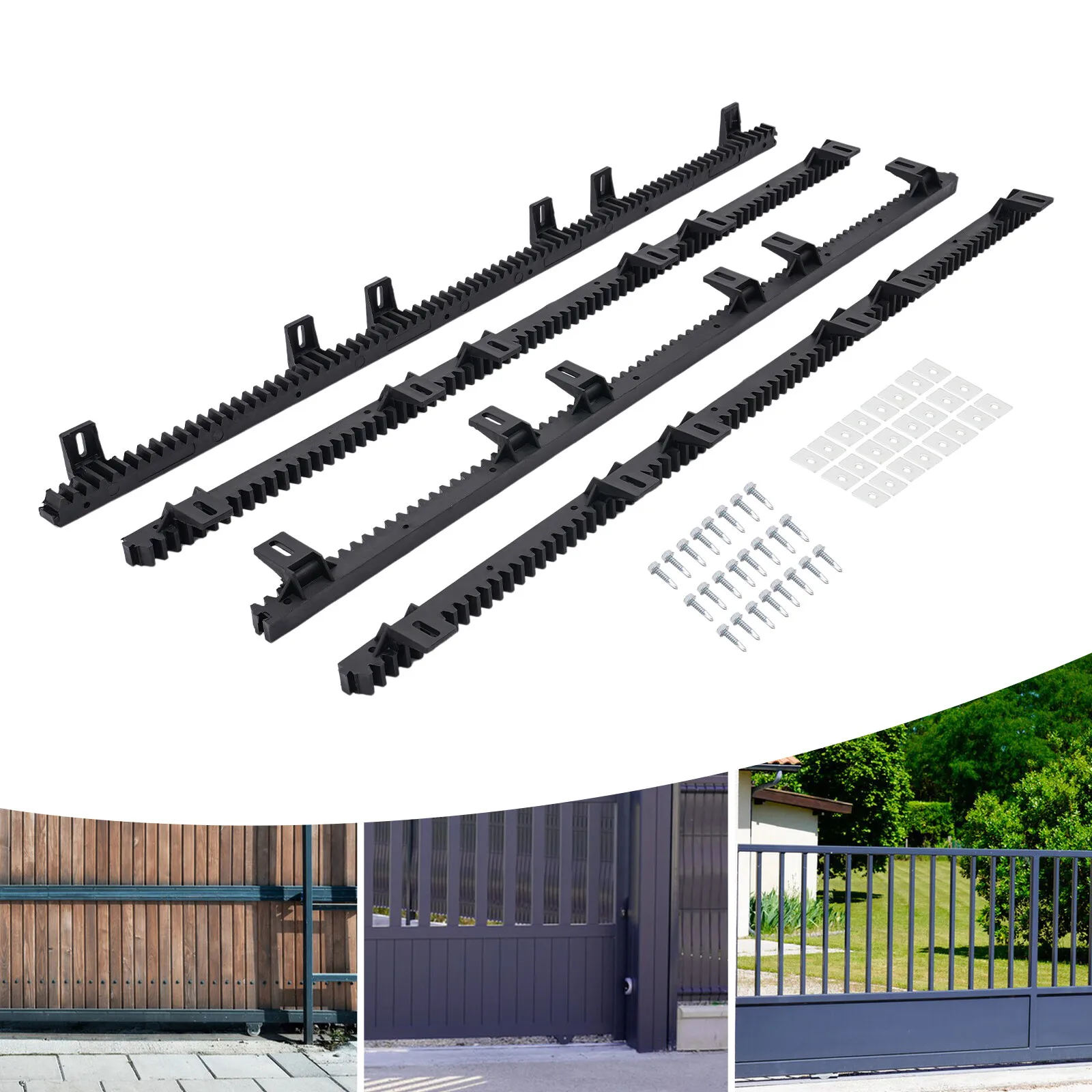 

Black 4-Piece Nylon Gear Racks Set - 3.28Ft Each Total 13.12Ft, 0.787In Thick Gears, Durable&Rust-Resistant For Long-Term Use