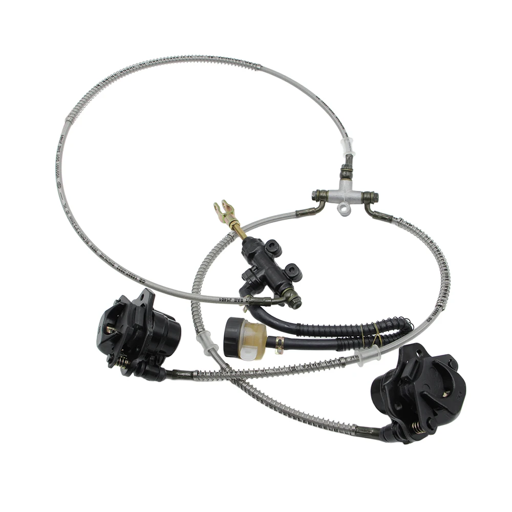 Hydraulic Rear Twin Foot Brake Caliper Master Cylinder Assembly For 150cc 200cc 250cc Electric ATV Quad Golf Go Kart UTV Buggy